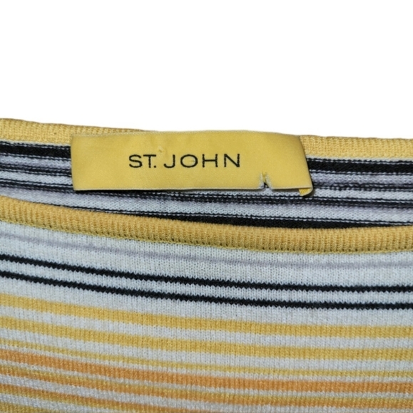 🌟3 For $15 SALE🌟 Vintage St. John Yellow Label Striped Wool Quarter Length Top - Picture 5 of 6